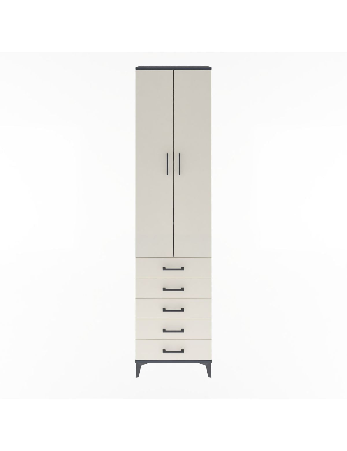 Arges Dolap 4 Raflı 5 Çekmeceli 2 Kapaklı 60x30x243 Antrasit-Aytaşı