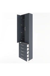 Arges Dolap 4 Raflı 5 Çekmeceli 2 Kapaklı 60x30x243 Antrasit-Antrasit