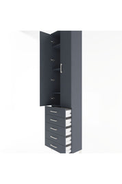 Arges Dolap 4 Raflı 5 Çekmeceli 2 Kapaklı 60x30x243 Antrasit-Antrasit