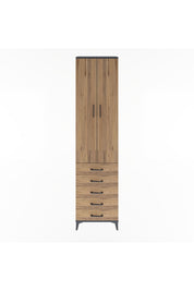 Arges Dolap 4 Raflı 5 Çekmeceli 2 Kapaklı 60x30x243 Antrasit-Çam