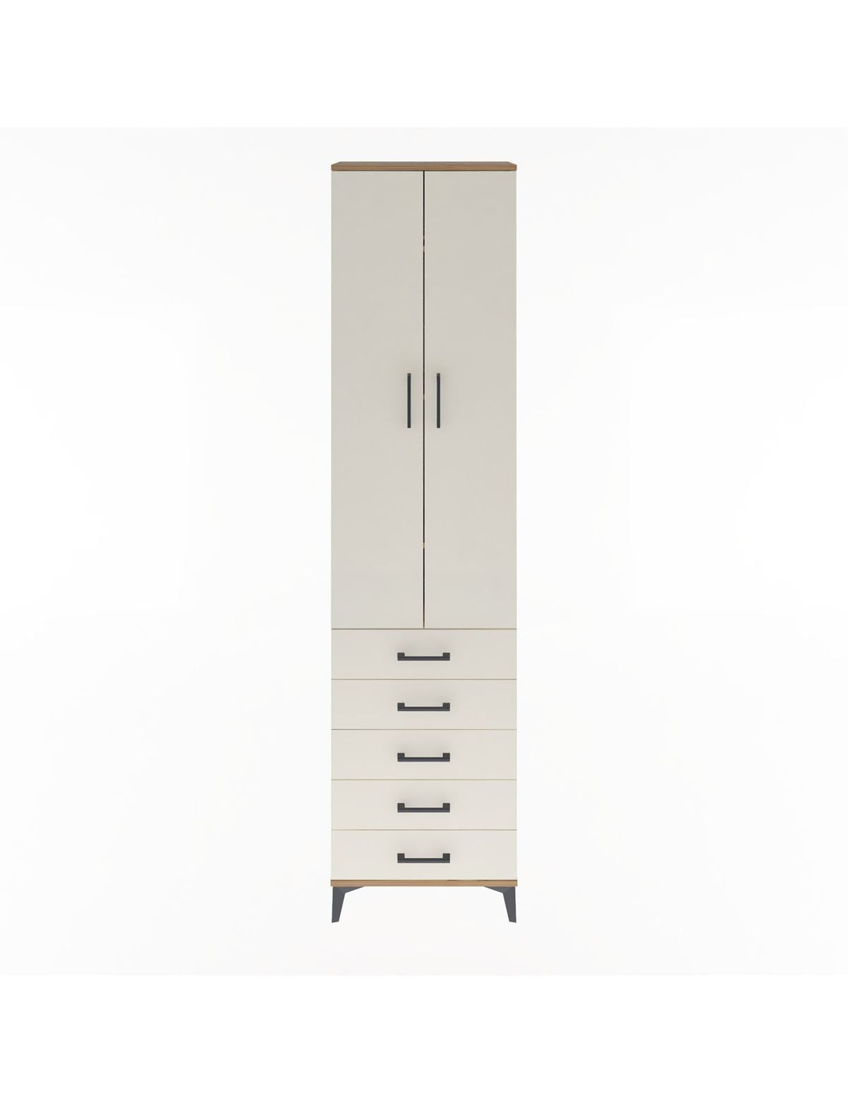 Arges Dolap 4 Raflı 5 Çekmeceli 2 Kapaklı 60x30x243 Çam-Aytaşı