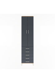 Arges Dolap 4 Raflı 5 Çekmeceli 2 Kapaklı 60x30x243 Çam-Antrasit