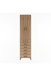 Arges Dolap 4 Raflı 5 Çekmeceli 2 Kapaklı 60x30x243 Çam-Çam