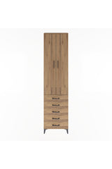 Arges Dolap 4 Raflı 5 Çekmeceli 2 Kapaklı 60x30x243