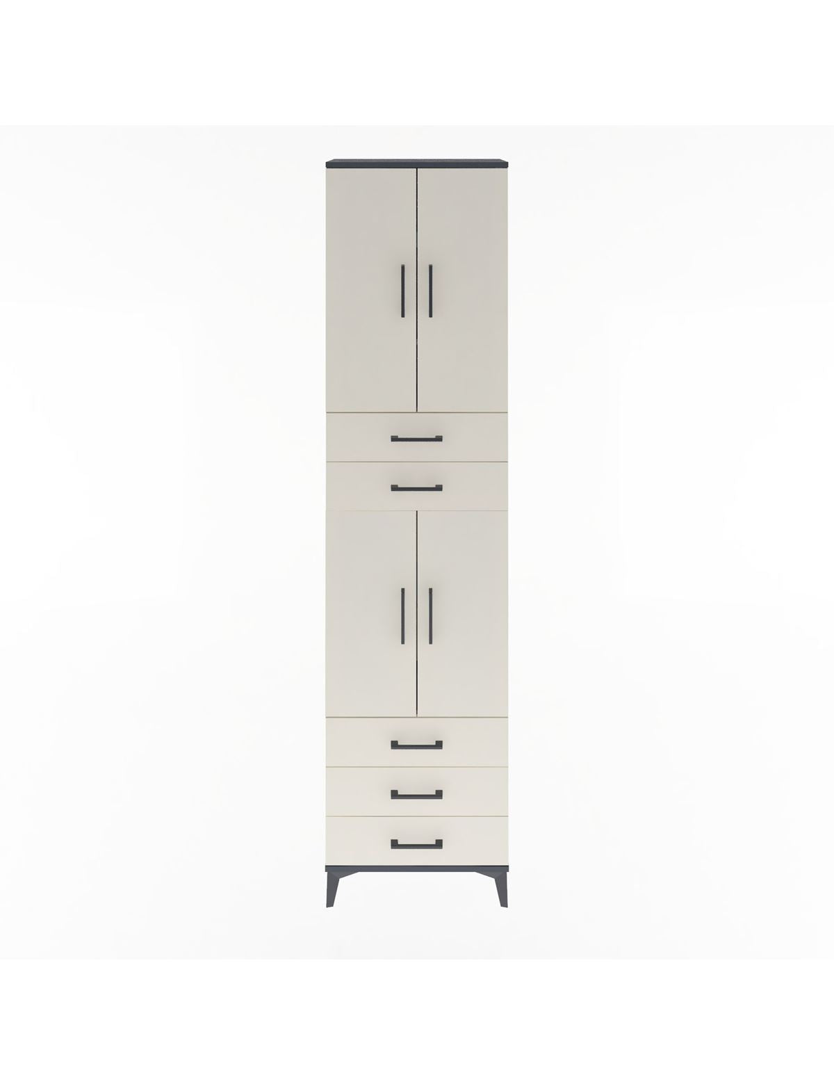 Arges Dolap 5 Raflı 5 Çekmeceli 4 Kapaklı 60x30x243 Antrasit-Aytaşı