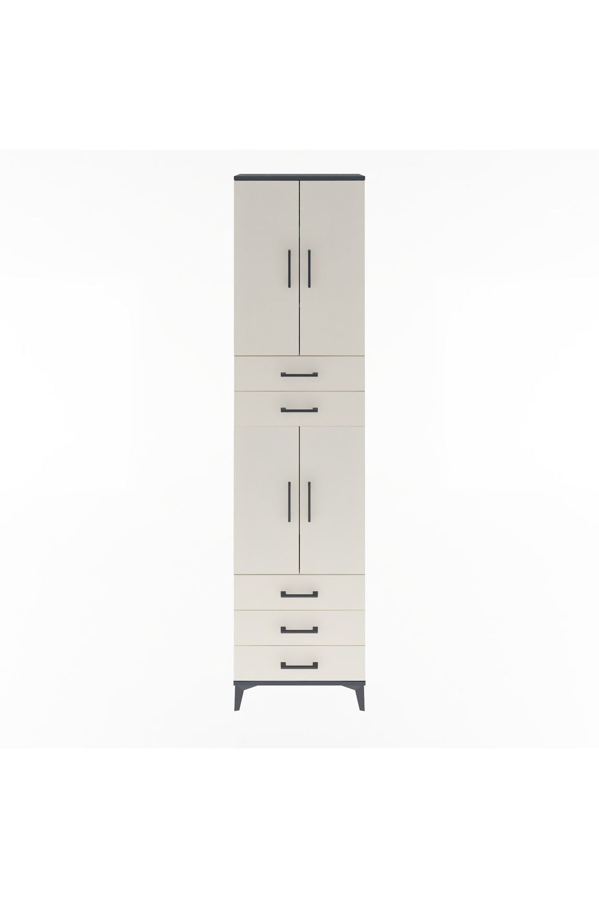 Arges Dolap 5 Raflı 5 Çekmeceli 4 Kapaklı 60x30x243 Antrasit-Aytaşı