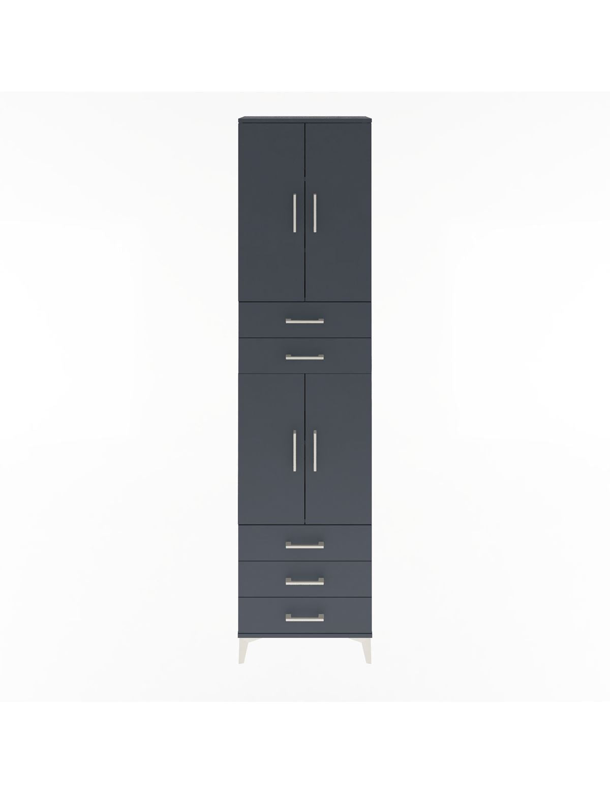 Arges Dolap 5 Raflı 5 Çekmeceli 4 Kapaklı 60x30x243 Antrasit-Antrasit
