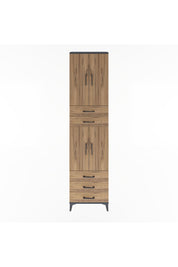 Arges Dolap 5 Raflı 5 Çekmeceli 4 Kapaklı 60x30x243 Antrasit-Çam