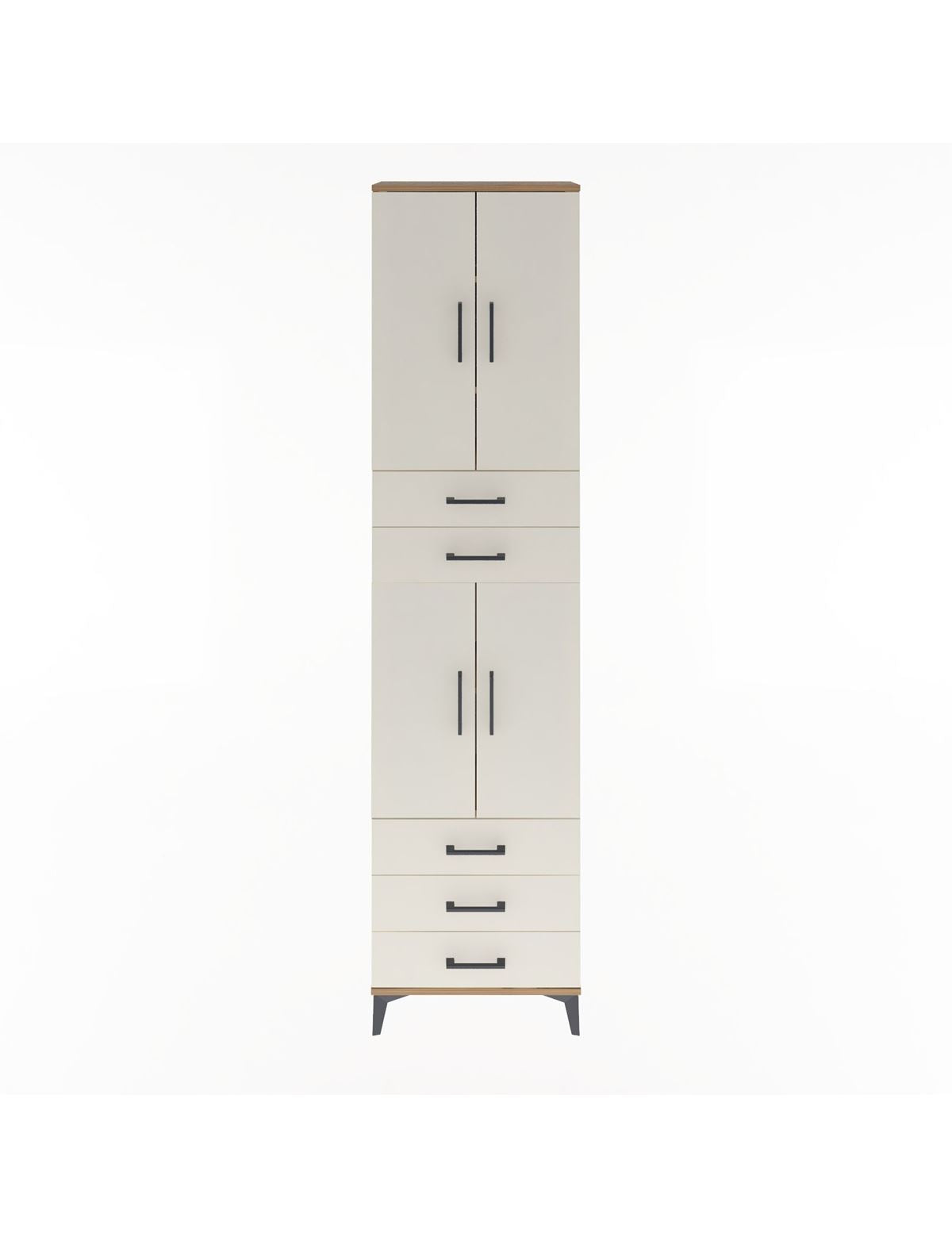 Arges Dolap 5 Raflı 5 Çekmeceli 4 Kapaklı 60x30x243 Çam-Aytaşı