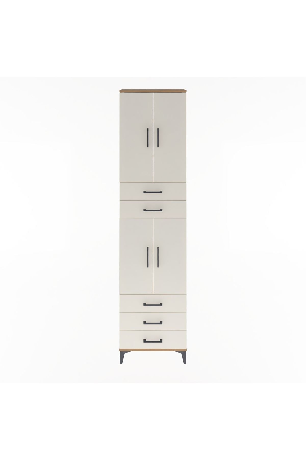 Arges Dolap 5 Raflı 5 Çekmeceli 4 Kapaklı 60x30x243 Çam-Aytaşı