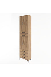 Arges Dolap 5 Raflı 5 Çekmeceli 4 Kapaklı 60x30x243 Çam-Çam