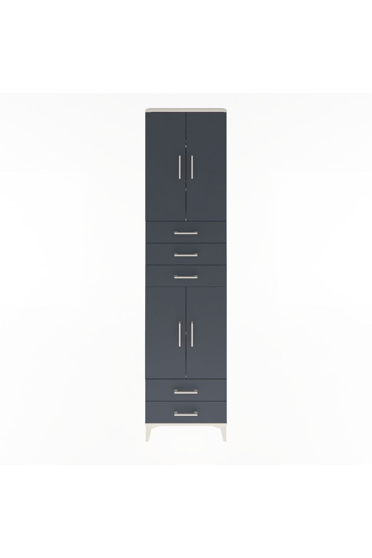 Arges Dolap 5 Raflı 5 Çekmeceli 4 Kapaklı 60x30x243 Aytaşı-Antrasit