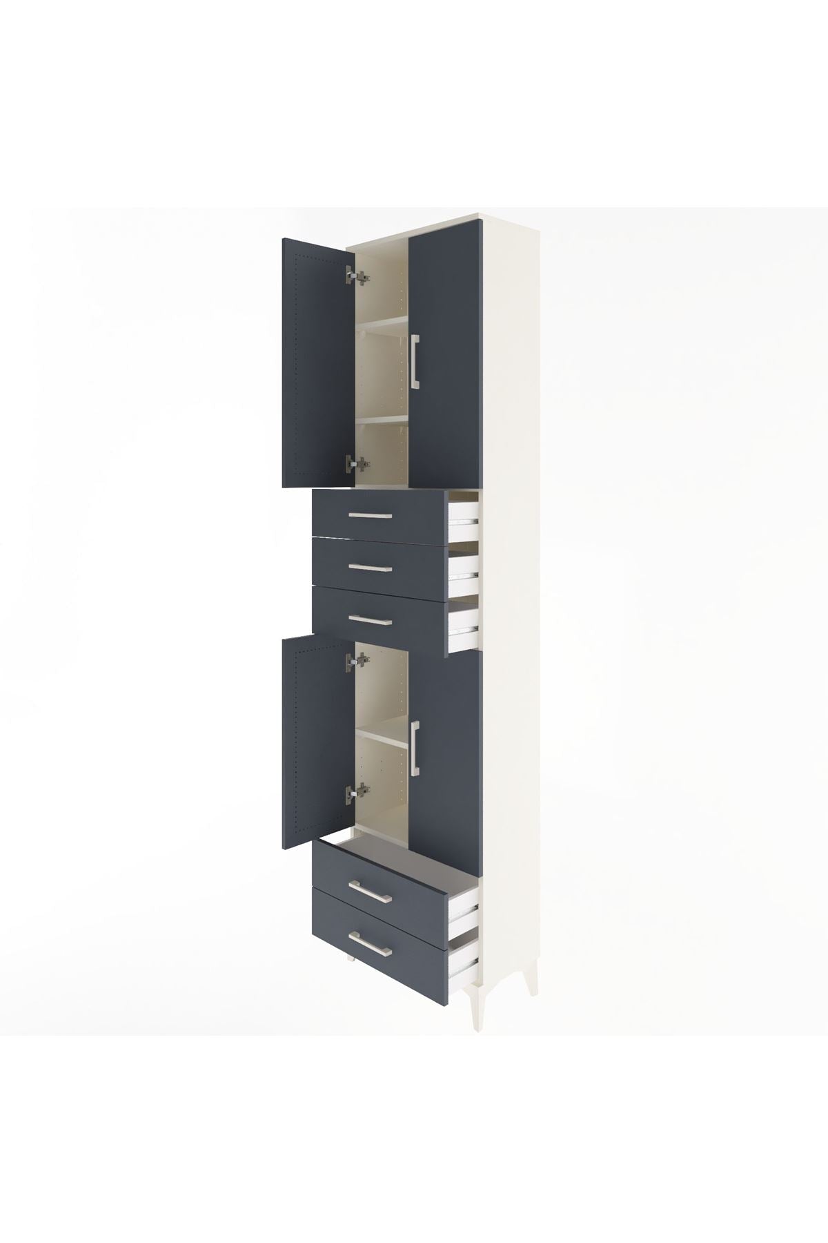 Arges Dolap 5 Raflı 5 Çekmeceli 4 Kapaklı 60x30x243 Aytaşı-Antrasit