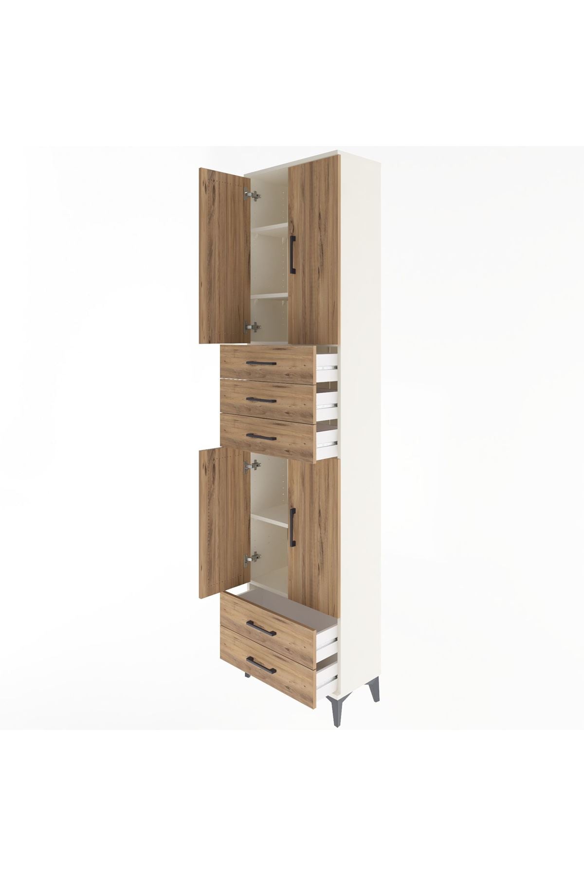 Arges Dolap 5 Raflı 5 Çekmeceli 4 Kapaklı 60x30x243 Aytaşı-Çam