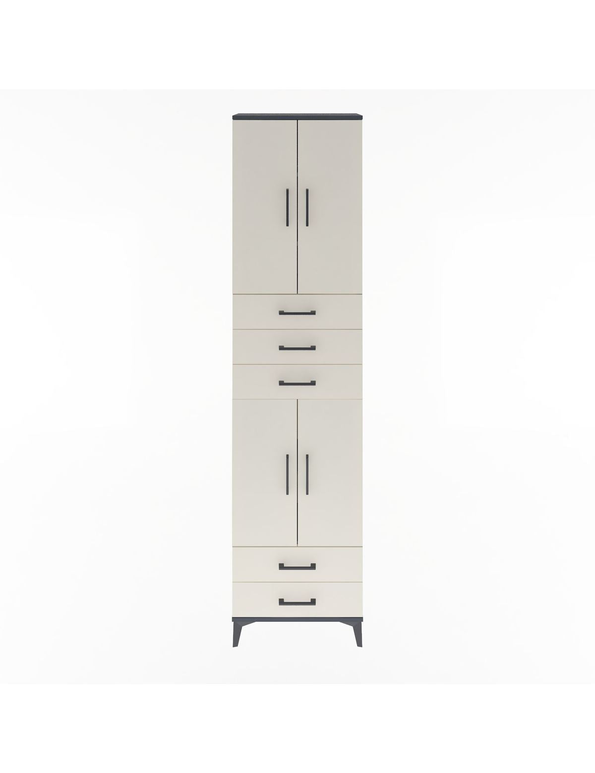 Arges Dolap 5 Raflı 5 Çekmeceli 4 Kapaklı 60x30x243 Antrasit-Aytaşı