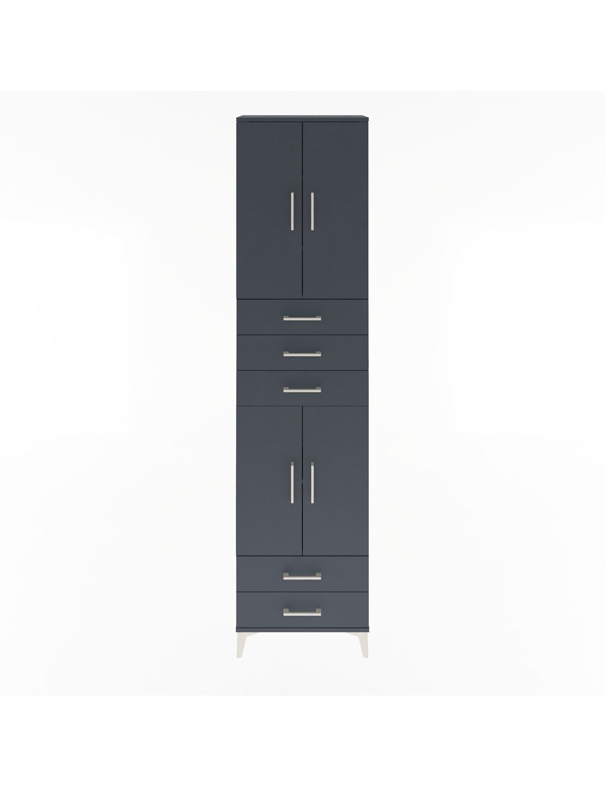 Arges Dolap 5 Raflı 5 Çekmeceli 4 Kapaklı 60x30x243 Antrasit-Antrasit