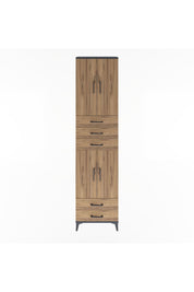 Arges Dolap 5 Raflı 5 Çekmeceli 4 Kapaklı 60x30x243 Antrasit-Çam