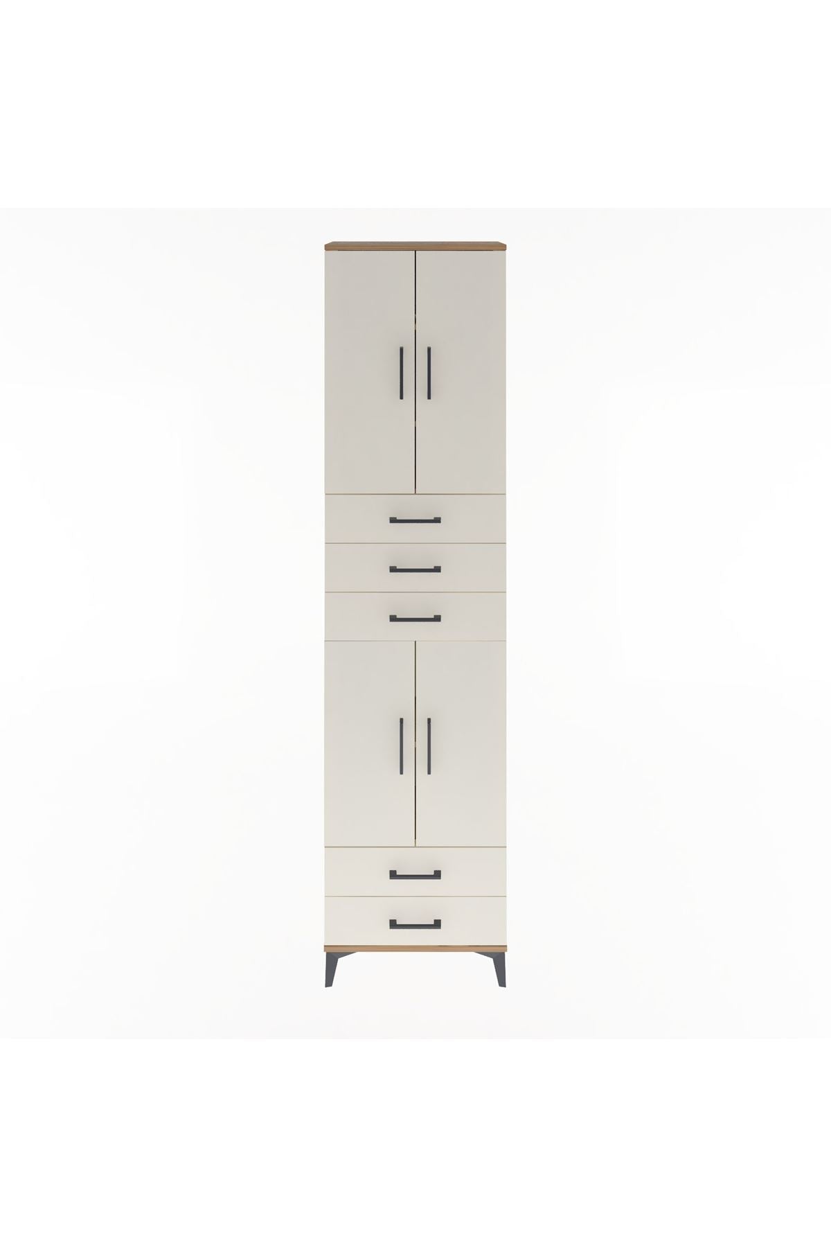 Arges Dolap 5 Raflı 5 Çekmeceli 4 Kapaklı 60x30x243 Çam-Aytaşı