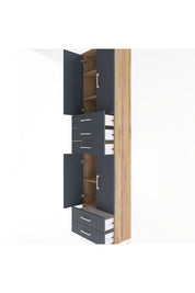 Arges Dolap 5 Raflı 5 Çekmeceli 4 Kapaklı 60x30x243 Çam-Antrasit