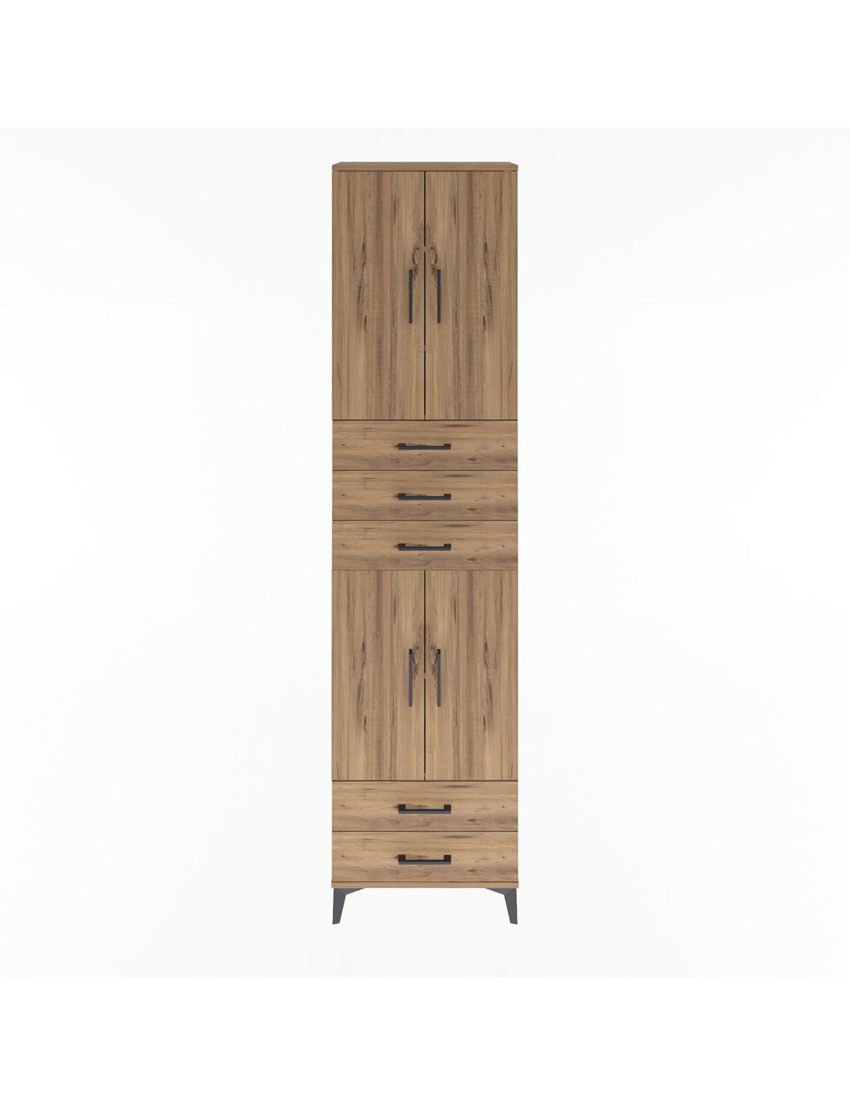 Arges Dolap 5 Raflı 5 Çekmeceli 4 Kapaklı 60x30x243 Çam-Çam