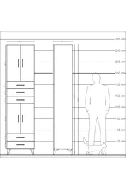 Arges Dolap 5 Raflı 5 Çekmeceli 4 Kapaklı 60x30x243 Çam-Çam