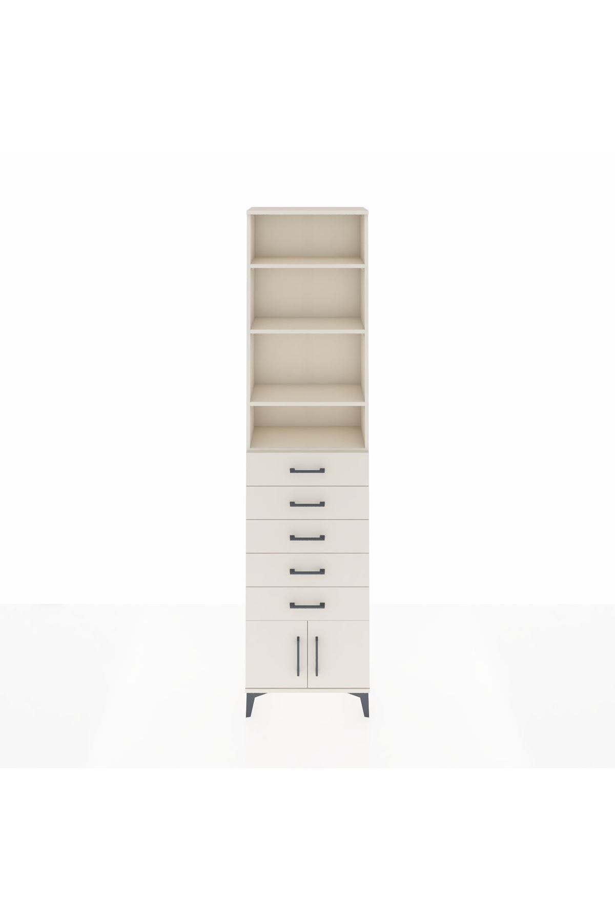 Arges Dolap 4 Raflı 5 Çekmeceli 2 Kapaklı 60x30x243 Aytaşı-Aytaşı