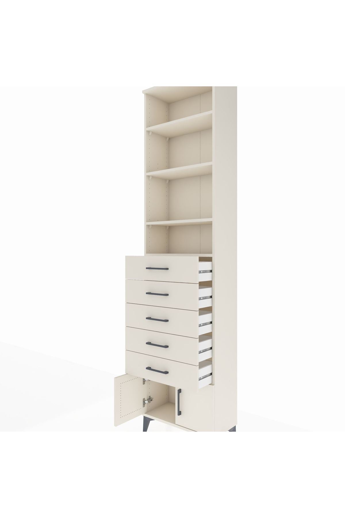 Arges Dolap 4 Raflı 5 Çekmeceli 2 Kapaklı 60x30x243 Aytaşı-Aytaşı