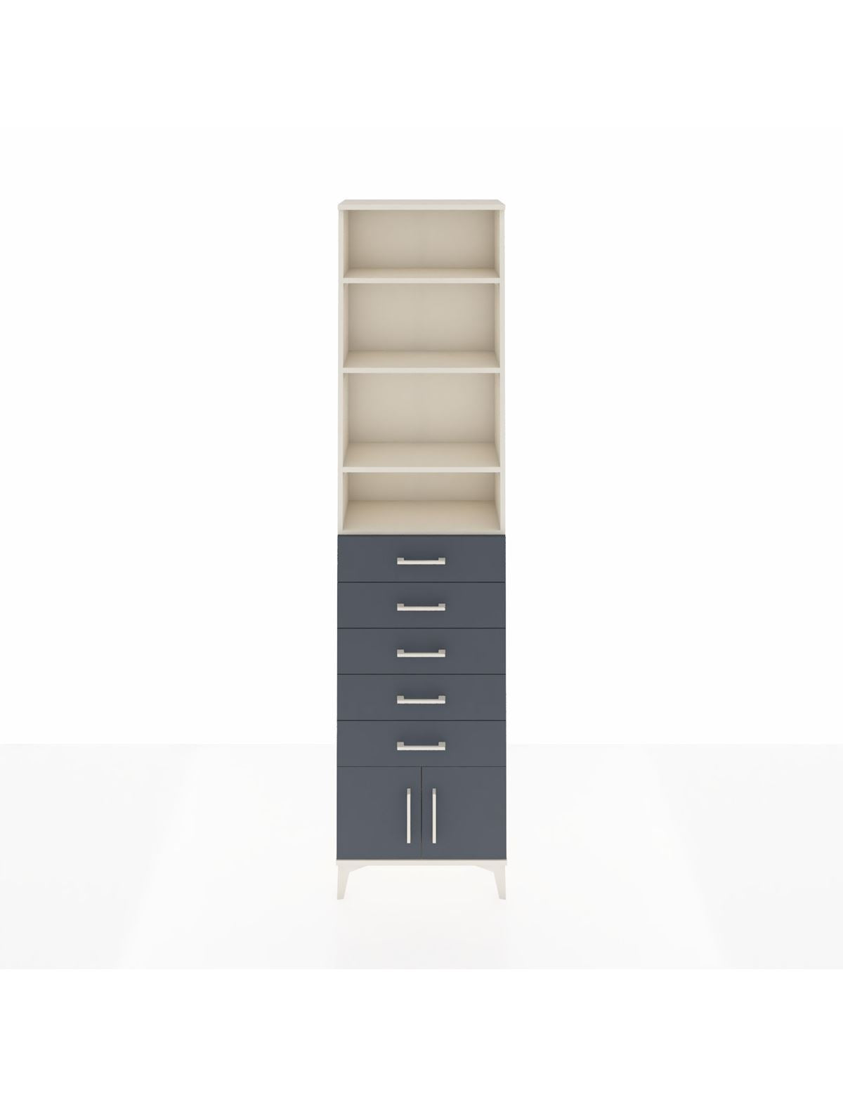 Arges Dolap 4 Raflı 5 Çekmeceli 2 Kapaklı 60x30x243 Aytaşı-Antrasit