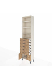 Arges Dolap 4 Raflı 5 Çekmeceli 2 Kapaklı 60x30x243 Aytaşı-Çam