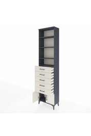 Arges Dolap 4 Raflı 5 Çekmeceli 2 Kapaklı 60x30x243 Antrasit-Aytaşı