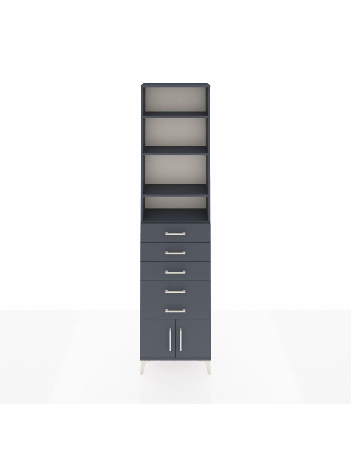 Arges Dolap 4 Raflı 5 Çekmeceli 2 Kapaklı 60x30x243 Antrasit-Antrasit