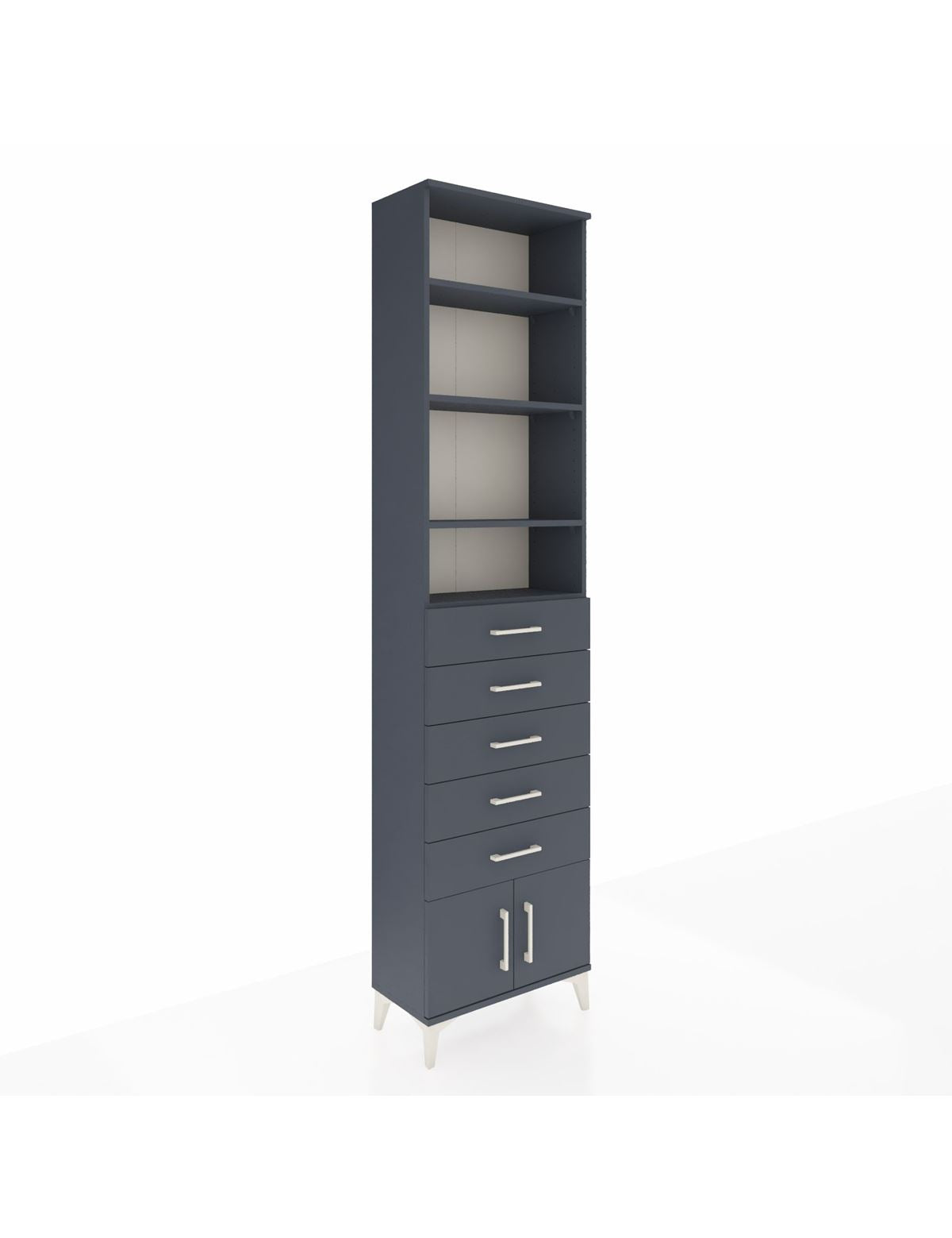 Arges Dolap 4 Raflı 5 Çekmeceli 2 Kapaklı 60x30x243 Antrasit-Antrasit