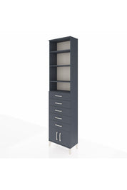 Arges Dolap 4 Raflı 5 Çekmeceli 2 Kapaklı 60x30x243 Antrasit-Antrasit