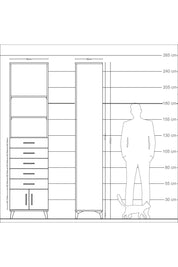 Arges Dolap 4 Raflı 5 Çekmeceli 2 Kapaklı 60x30x243 Antrasit-Çam