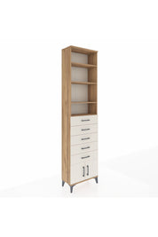 Arges Dolap 4 Raflı 5 Çekmeceli 2 Kapaklı 60x30x243 Çam-Aytaşı