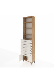 Arges Dolap 4 Raflı 5 Çekmeceli 2 Kapaklı 60x30x243 Çam-Aytaşı
