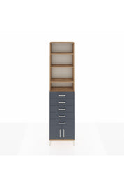 Arges Dolap 4 Raflı 5 Çekmeceli 2 Kapaklı 60x30x243 Çam-Antrasit