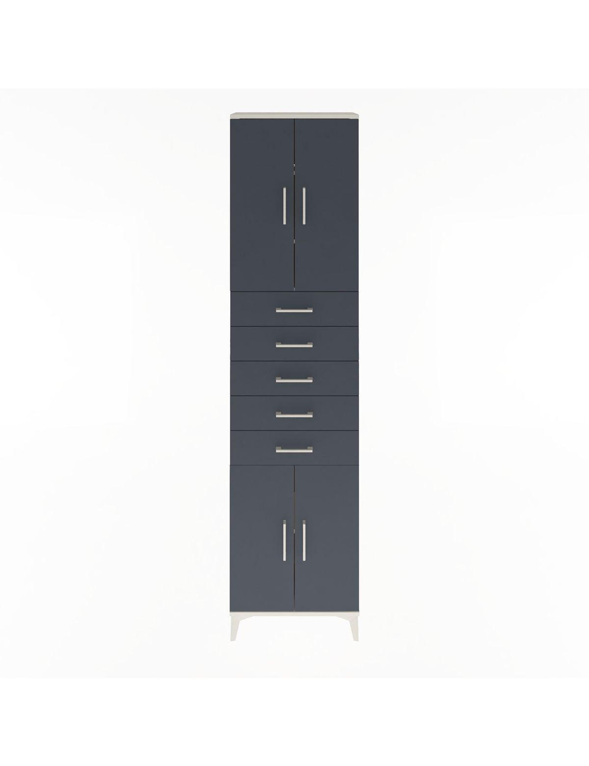 Arges Dolap 4 Raflı 5 Çekmeceli 4 Kapaklı 60x30x243 Aytaşı-Antrasit