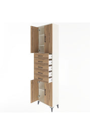 Arges Dolap 4 Raflı 5 Çekmeceli 4 Kapaklı 60x30x243 Aytaşı-Çam