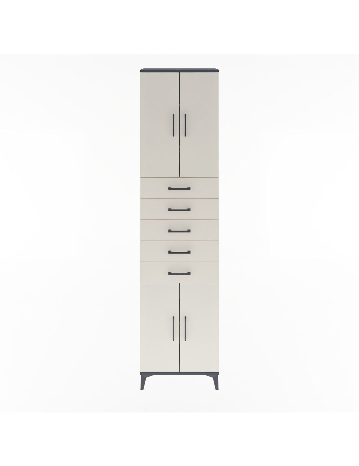 Arges Dolap 4 Raflı 5 Çekmeceli 4 Kapaklı 60x30x243 Antrasit-Aytaşı