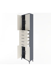 Arges Dolap 4 Raflı 5 Çekmeceli 4 Kapaklı 60x30x243 Antrasit-Aytaşı