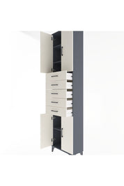 Arges Dolap 4 Raflı 5 Çekmeceli 4 Kapaklı 60x30x243 Antrasit-Aytaşı