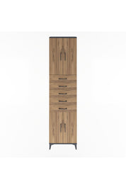 Arges Dolap 4 Raflı 5 Çekmeceli 4 Kapaklı 60x30x243 Antrasit-Çam