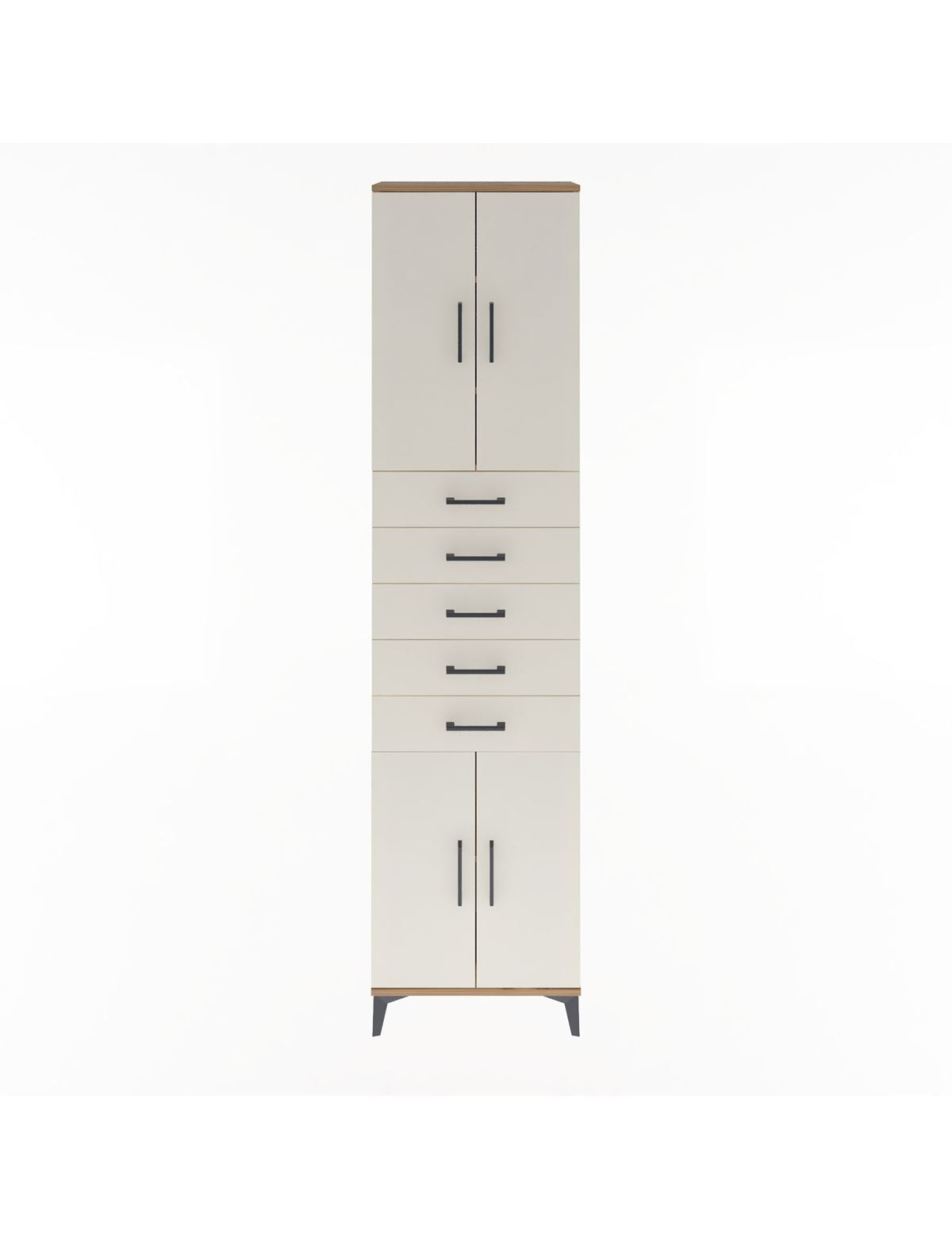 Arges Dolap 4 Raflı 5 Çekmeceli 4 Kapaklı 60x30x243 Çam-Aytaşı