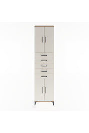 Arges Dolap 4 Raflı 5 Çekmeceli 4 Kapaklı 60x30x243 Çam-Aytaşı