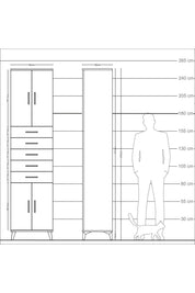Arges Dolap 4 Raflı 5 Çekmeceli 4 Kapaklı 60x30x243 Çam-Aytaşı