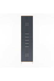 Arges Dolap 4 Raflı 5 Çekmeceli 4 Kapaklı 60x30x243 Çam-Antrasit