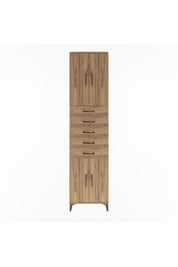 Arges Dolap 4 Raflı 5 Çekmeceli 4 Kapaklı 60x30x243 Çam-Çam