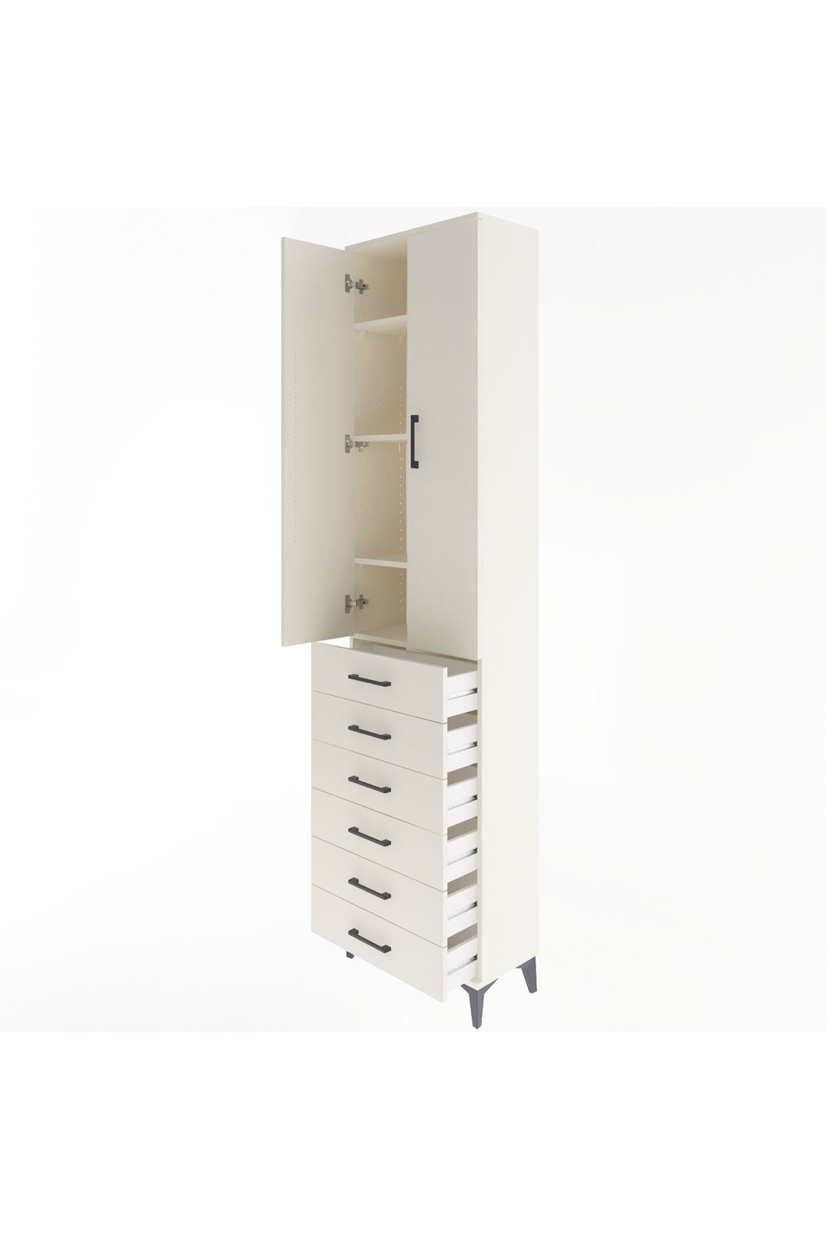 Arges Dolap 4 Raflı 6 Çekmeceli 2 Kapaklı 60x30x243 Aytaşı-Aytaşı