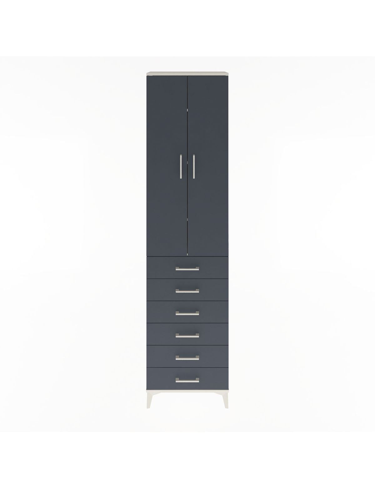 Arges Dolap 4 Raflı 6 Çekmeceli 2 Kapaklı 60x30x243 Aytaşı-Antrasit